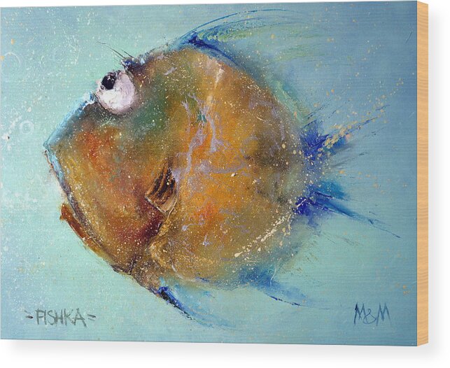 Russian Artists New Wave Wood Print featuring the painting Fish-Ka 1 by Igor Medvedev