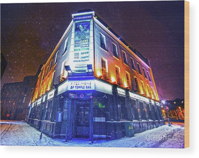 Irish Winter Wood Print featuring the photograph Fitzsimons Temple Bar Dublin Ireland 3 by Alex Art