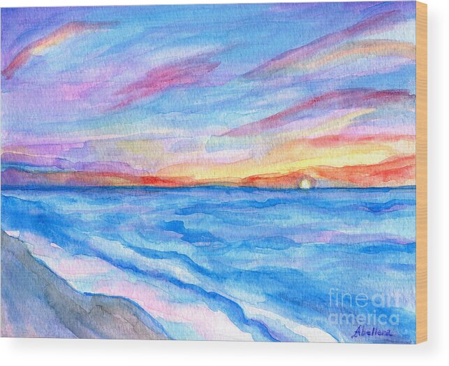 Flagler Beach Wood Print featuring the painting Flagler Beach Sunrise 2 by Classic Visions Gallery