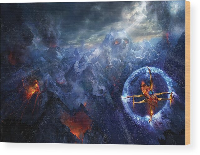 Philip Straub Wood Print featuring the painting Flight of the Dying Sun by Philip Straub