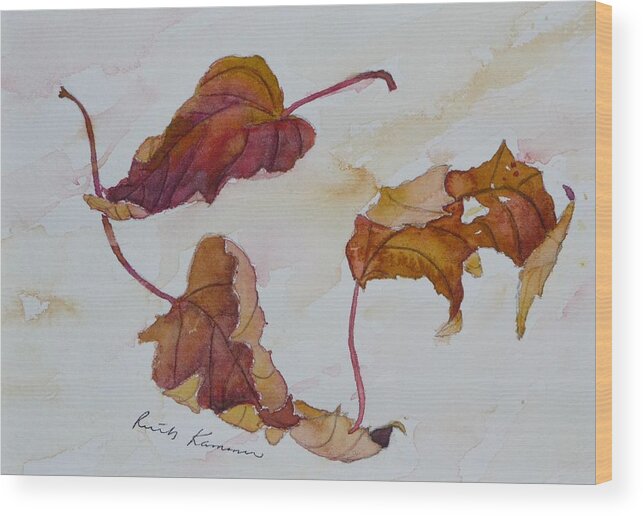 Fall Wood Print featuring the painting Floating by Ruth Kamenev