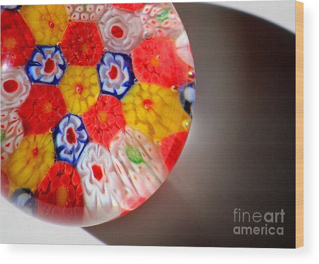 Paperweight Wood Print featuring the photograph Floral Glass Abstract Close-up by Karen Adams