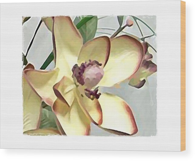 Burgundy Wood Print featuring the digital art Floral Series III by Terry Mulligan