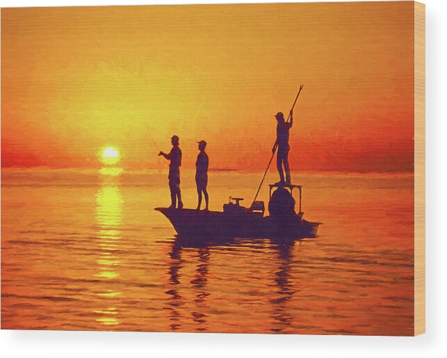Fly Fishing Wood Print featuring the mixed media Florida Keys Fly Fishing by Dennis Cox Photo Explorer