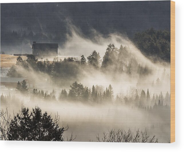 Chapel Wood Print featuring the photograph Fog and Chapel by Tim Kirchoff