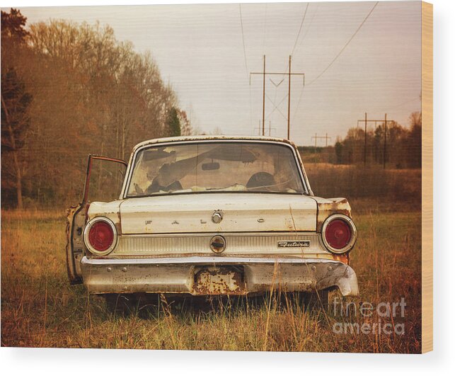 Ford Falcon Wood Print featuring the photograph Ford Falcon in the Field by Terry Rowe
