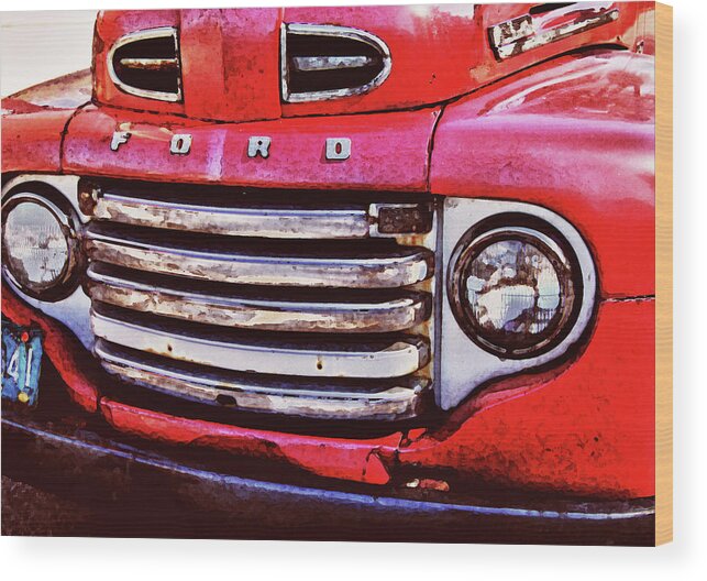 Alabama Photographer Wood Print featuring the digital art Ford Grille by Michael Thomas
