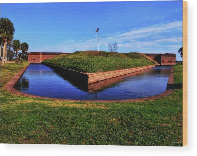 Moat Wood Print featuring the photograph Fort Pulaski Moat - Demilune Wall 001 by George Bostian