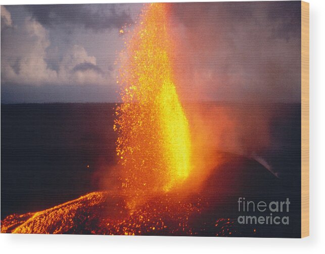 A'a Wood Print featuring the photograph Fountaining Kilauea by Allan Seiden - Printscapes