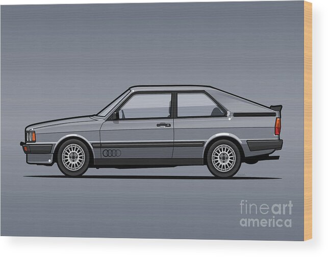 Ingolstadt Wood Print featuring the digital art Four Rings Coupe GT B2 Stone Grey Metallic by Tom Mayer II Monkey Crisis On Mars