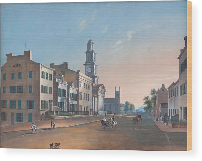 John Caspar Wild Wood Print featuring the painting Fourth Street. West From Vine by John Caspar Wild