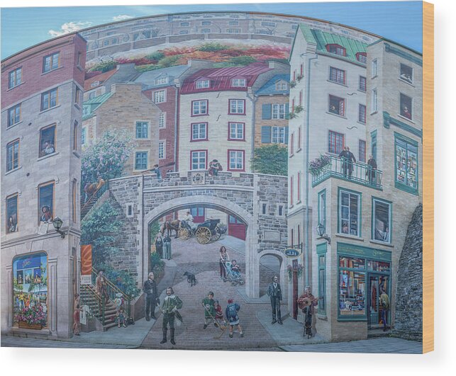 Lower Town Wood Print featuring the photograph Fresque des Quebecois by Chris Bordeleau