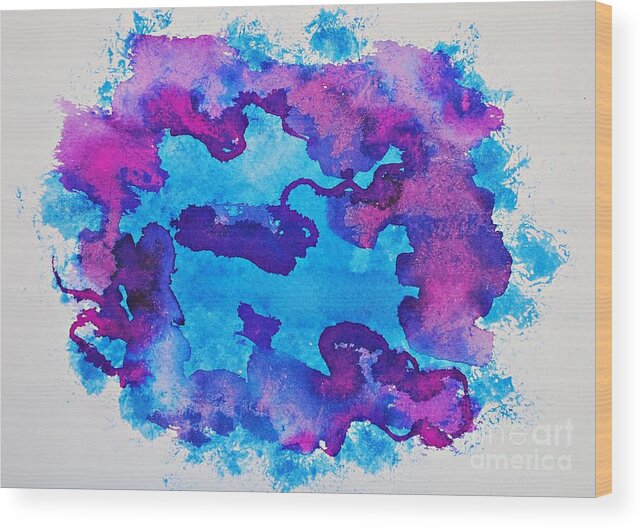 Abstract Wood Print featuring the painting Frozen waters by Chani Demuijlder
