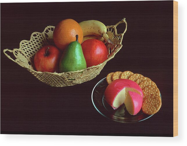 Still Life Wood Print featuring the photograph Fruit and Cheese by Ira Marcus