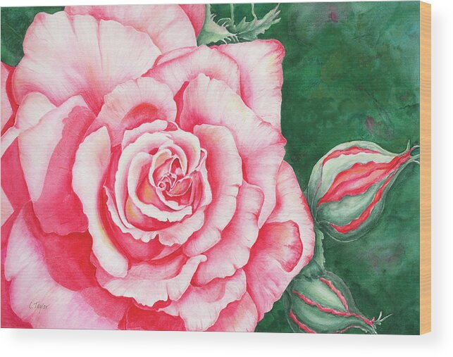 Rose Wood Print featuring the painting Full Bloom by Lori Taylor