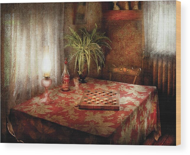 Checkers Wood Print featuring the photograph Game - Checkers - Checkers Anyone by Mike Savad