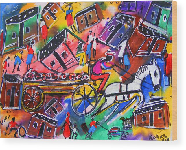 Soweto Gold Collection Wood Print featuring the painting Ghettos by Eli Kobeli