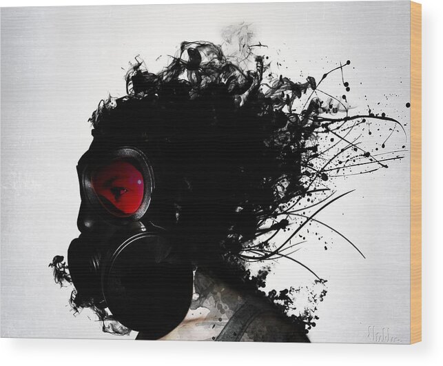 Gas Wood Print featuring the mixed media Ghost Warrior by Nicklas Gustafsson