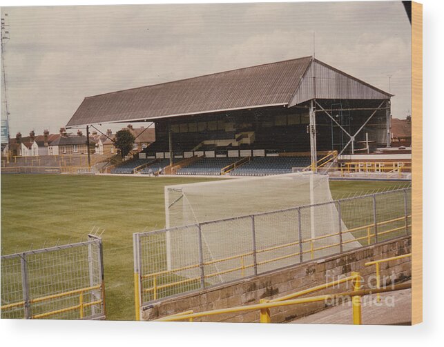  Wood Print featuring the photograph Gillingham - Priestfield Stadium - Main Stand 2 - 1970s by Legendary Football Grounds