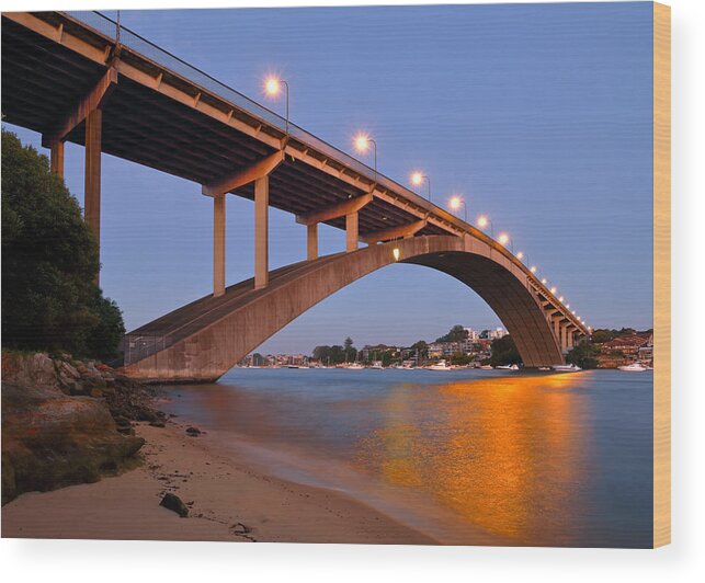 Gladesville Wood Print featuring the photograph Gladesville Bridge by Nicholas Blackwell