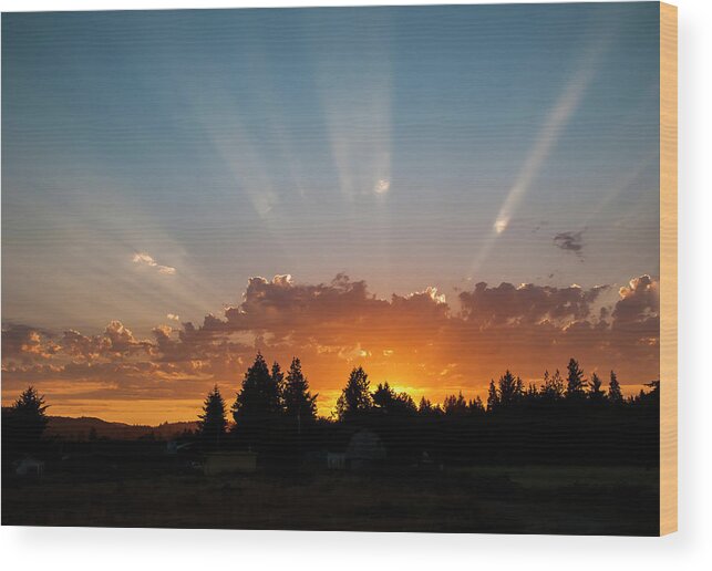 Clouds Wood Print featuring the photograph God Beams by Robert Potts