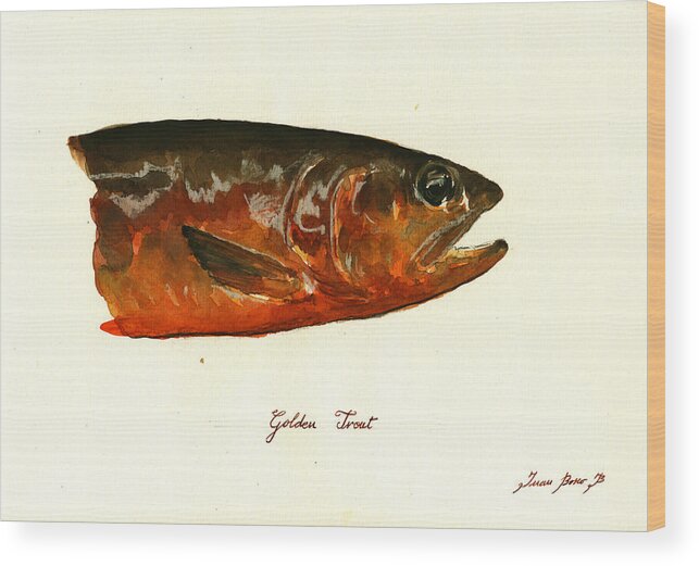 California Golden Trout Wood Print featuring the painting Golden trout by Juan Bosco