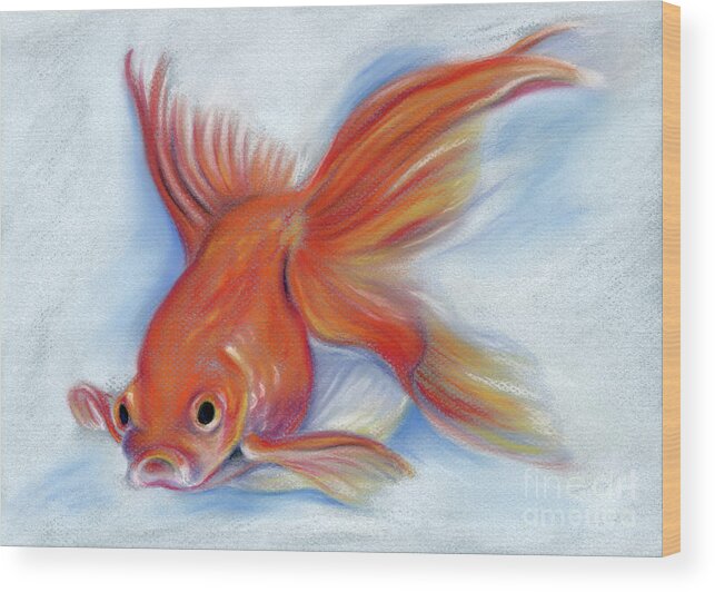 Animal Wood Print featuring the pastel Goldfish by MM Anderson