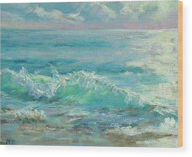 Ocean Wood Print featuring the painting Good Morning Surf by Barbara Hageman