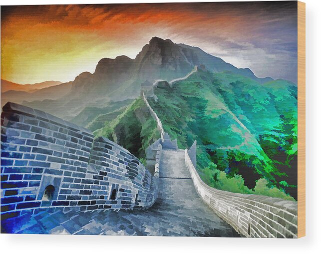Great Wall Of China Wood Print featuring the photograph Great Wall Dawn by Dennis Cox