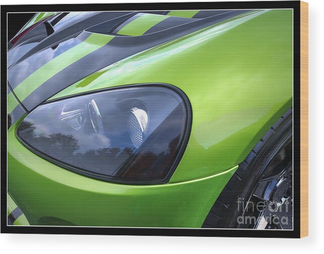 Green Dodge Viper Wood Print featuring the photograph Green Dodge Viper by Arttography LLC