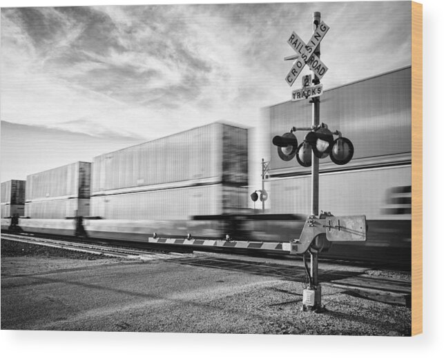 Railroad Wood Print featuring the photograph Guarded Crossing by Matt Hammerstein