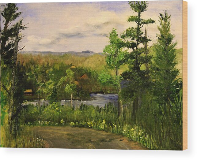 Landscape Wood Print featuring the painting Gunflint Overlook by Joi Electa