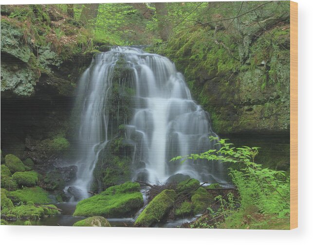 Waterfall Wood Print featuring the photograph Gunn Brook Slip Dog Falls Mount Toby by John Burk