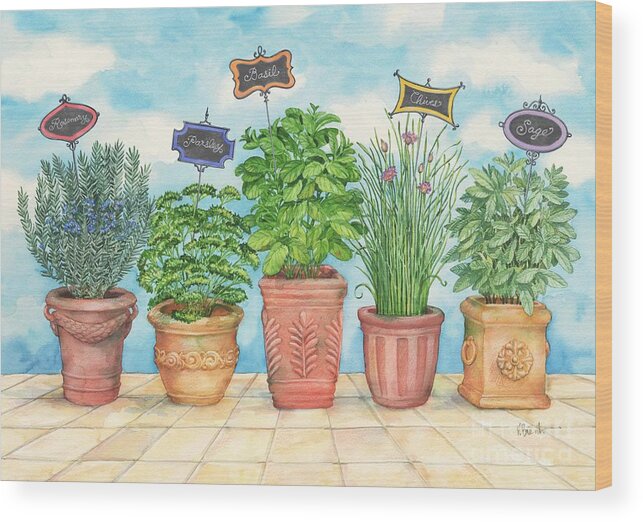 Herb Wood Print featuring the painting Herb Garden by Paul Brent