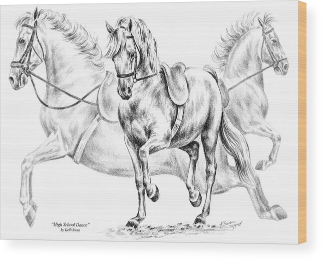Lipizzan Wood Print featuring the drawing High School Dance - Lipizzan Horse Print by Kelli Swan