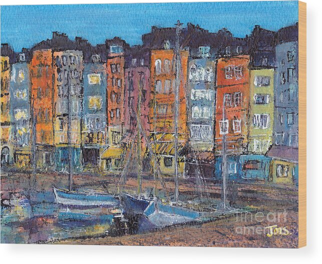 France Wood Print featuring the painting Honfleur France by Jackie Sherwood