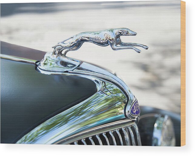 Antique Cars Wood Print featuring the photograph Hood Ornament Ford by Theresa Tahara