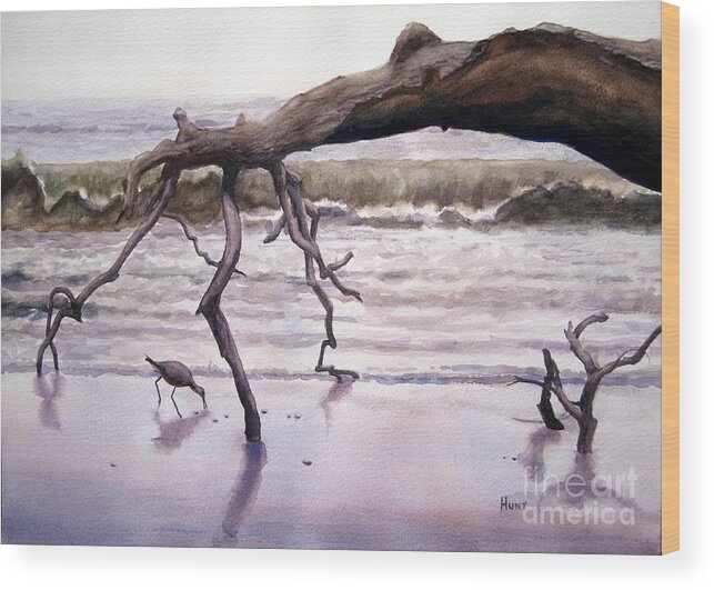 Beaufort Wood Print featuring the painting Hunting Island Sculpture by Shirley Braithwaite Hunt
