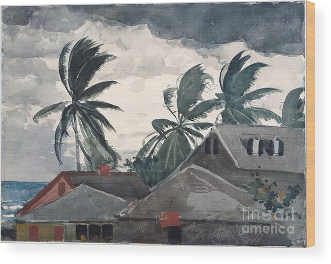  Wood Print featuring the painting Hurricane in Bahamas by Celestial Images