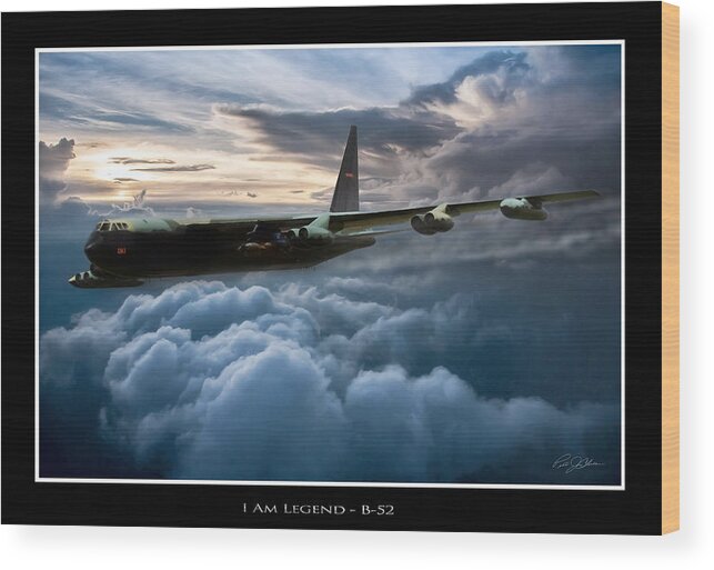 Aviation Wood Print featuring the digital art I Am Legend B-52 V2 by Peter Chilelli