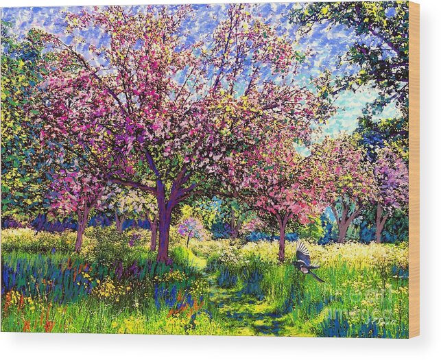 Floral Wood Print featuring the painting In Love with Spring, Blossom Trees by Jane Small