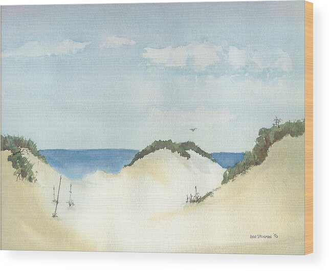 Landscape Wood Print featuring the painting IN the dunes by Lynn Babineau