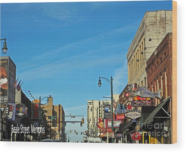 Beale Street Wood Print featuring the photograph In the Middle of Beale Street Memphis by Lizi Beard-Ward