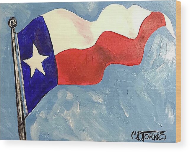 Texas Flag Wood Print featuring the painting In the Wind by Melissa Torres