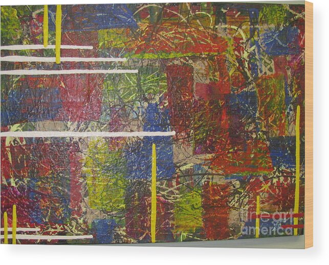 Metallic Wood Print featuring the painting Intersecting by Jacqueline Athmann
