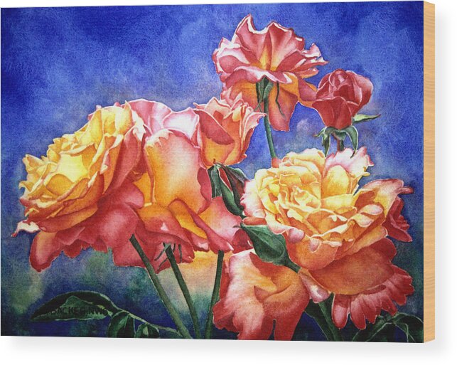 Roses Wood Print featuring the painting Irish Nectar by Mary Backer