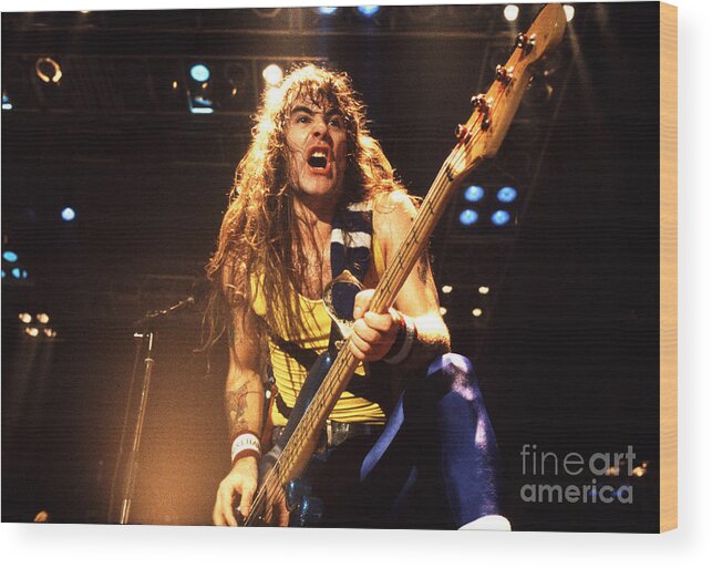 Iron Maiden Wood Print featuring the photograph Iron Maiden 1987 Steve Harris by Chris Walter