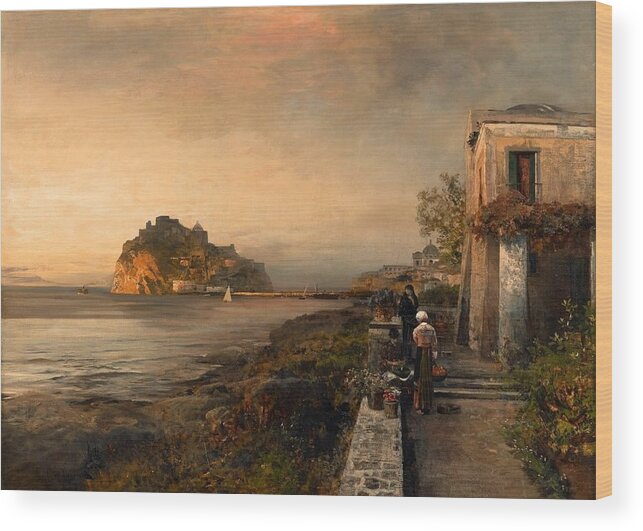 Oswald Achenbach Wood Print featuring the painting Ischia With A View Of Castello Aragonese by MotionAge Designs