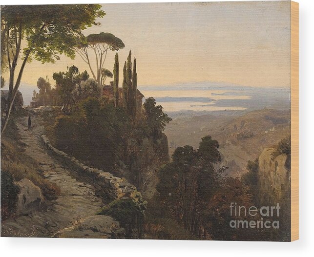 Oswald Achenbach Wood Print featuring the painting Italian Landscape by MotionAge Designs