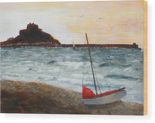 Jersey Wood Print featuring the painting Jersey Sunrise by Nigel Radcliffe